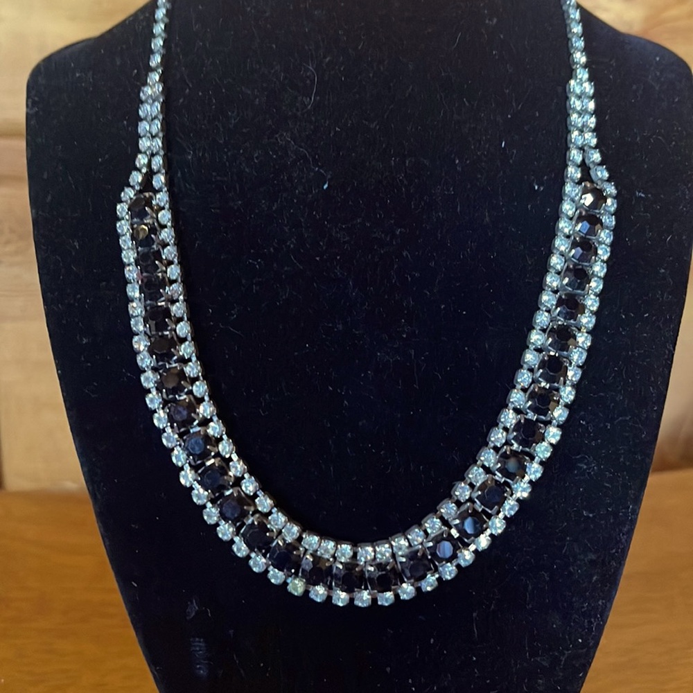 Vintage Black Rhinestone Necklace